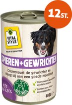 VITALstyle Hond Spieren+Gewrichten - Natvoer - Voor Het Behoud Van Een Goede Mobiliteit - Met o.a. Zalmolie & Glucosamine - 400 g - 12 stuks