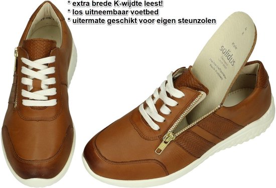 Solidus -Dames - cognac/caramel - sneakers - maat 41.5