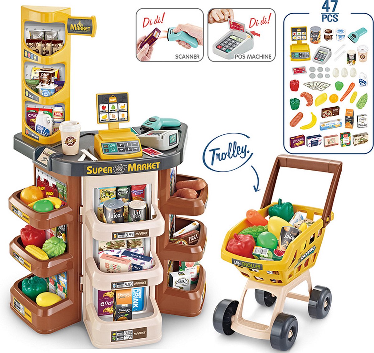 Zwitsers Mainstream Donder Speelgoed supermarkt XL - 47 stuks - Jongen en meisje - kinderen - Winkeltje  -... | bol.com