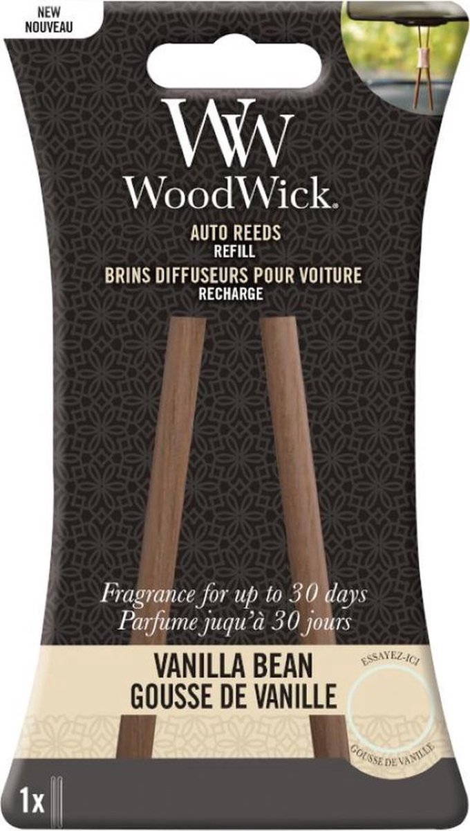 Woodwick Auto Reed Refill Vanilla Bean - Set van 3