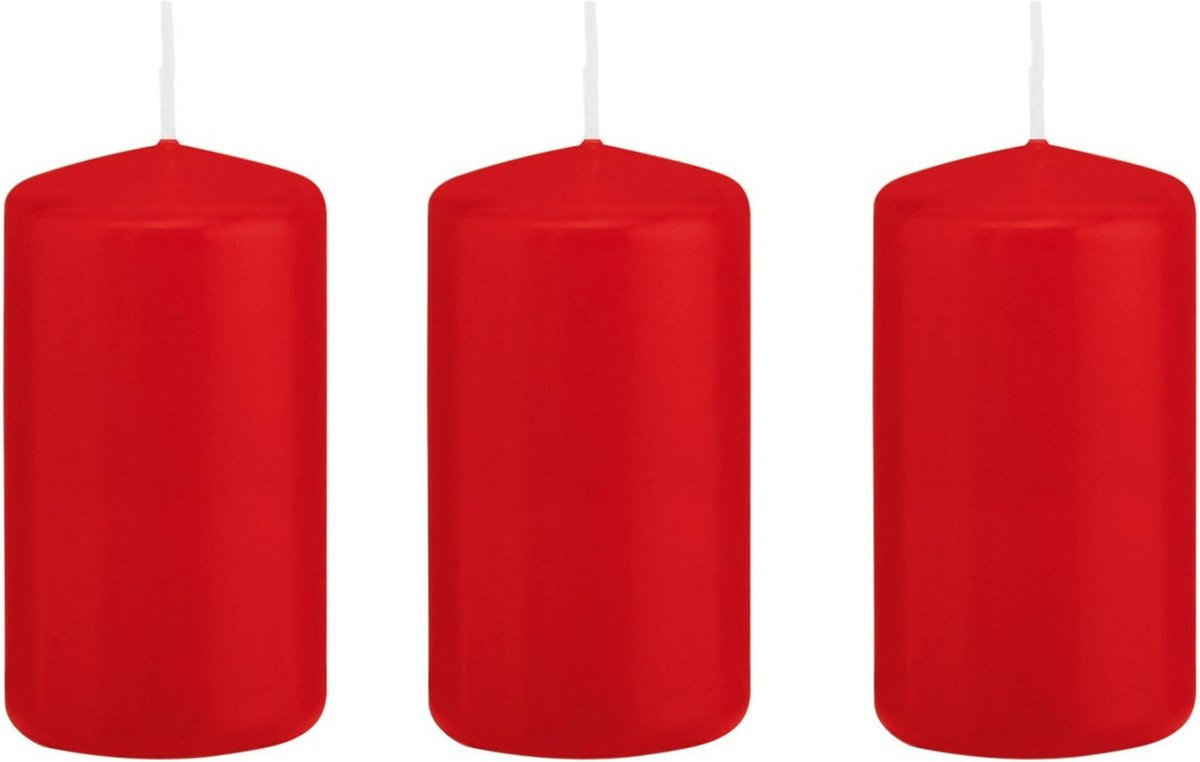 Trend Candles Cilinderkaars/stompkaars - 6x - rood - 6 x 12 cm - 40 branduren - met brandvertragende folie