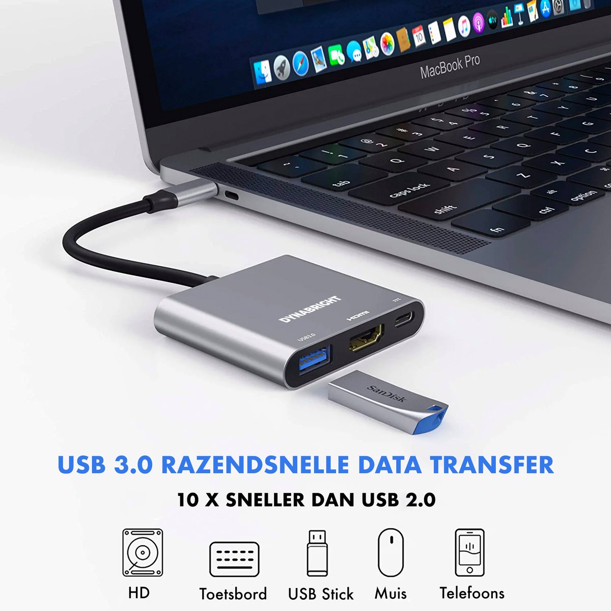 USB-C naar HDMI - 3 in 1 Adapter - 4K@60Hz HDMI - USB C Hub - USB Hub 3 ...