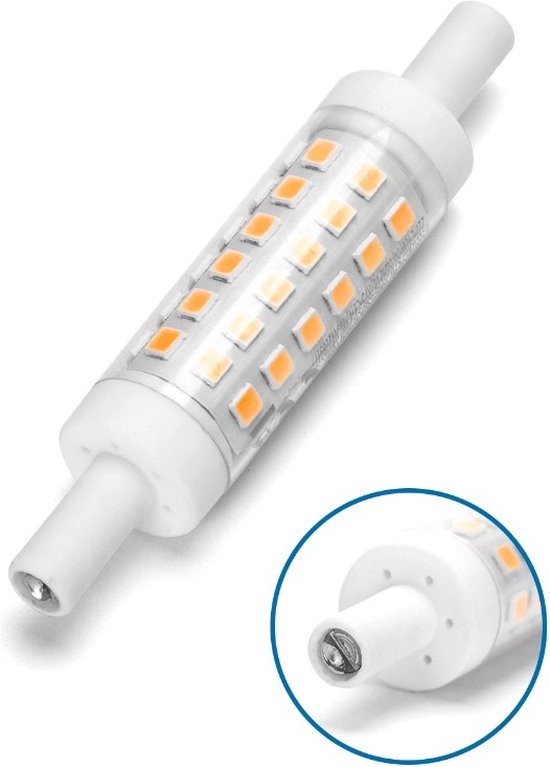 Lampe tige R7s blanc lumière du jour 6000K dimmable - triac | 78mmx15mm - LED 5W=45W halogène - 450~500 Lumen