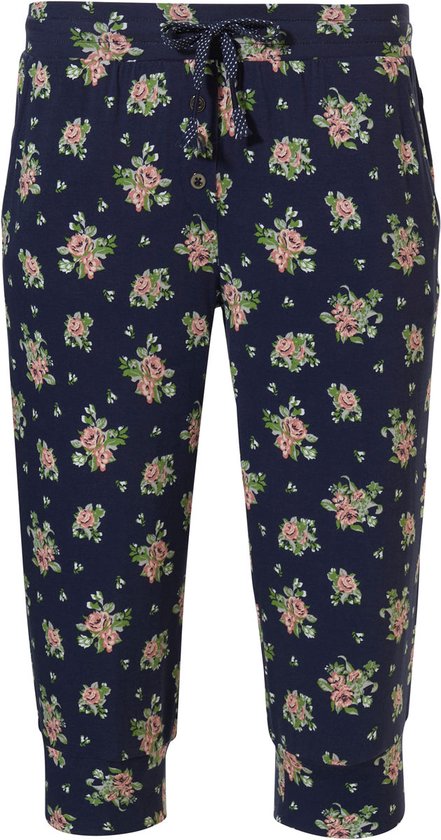 Blauwe capri broek roosjes Pastunette - Blauw - Maat - S