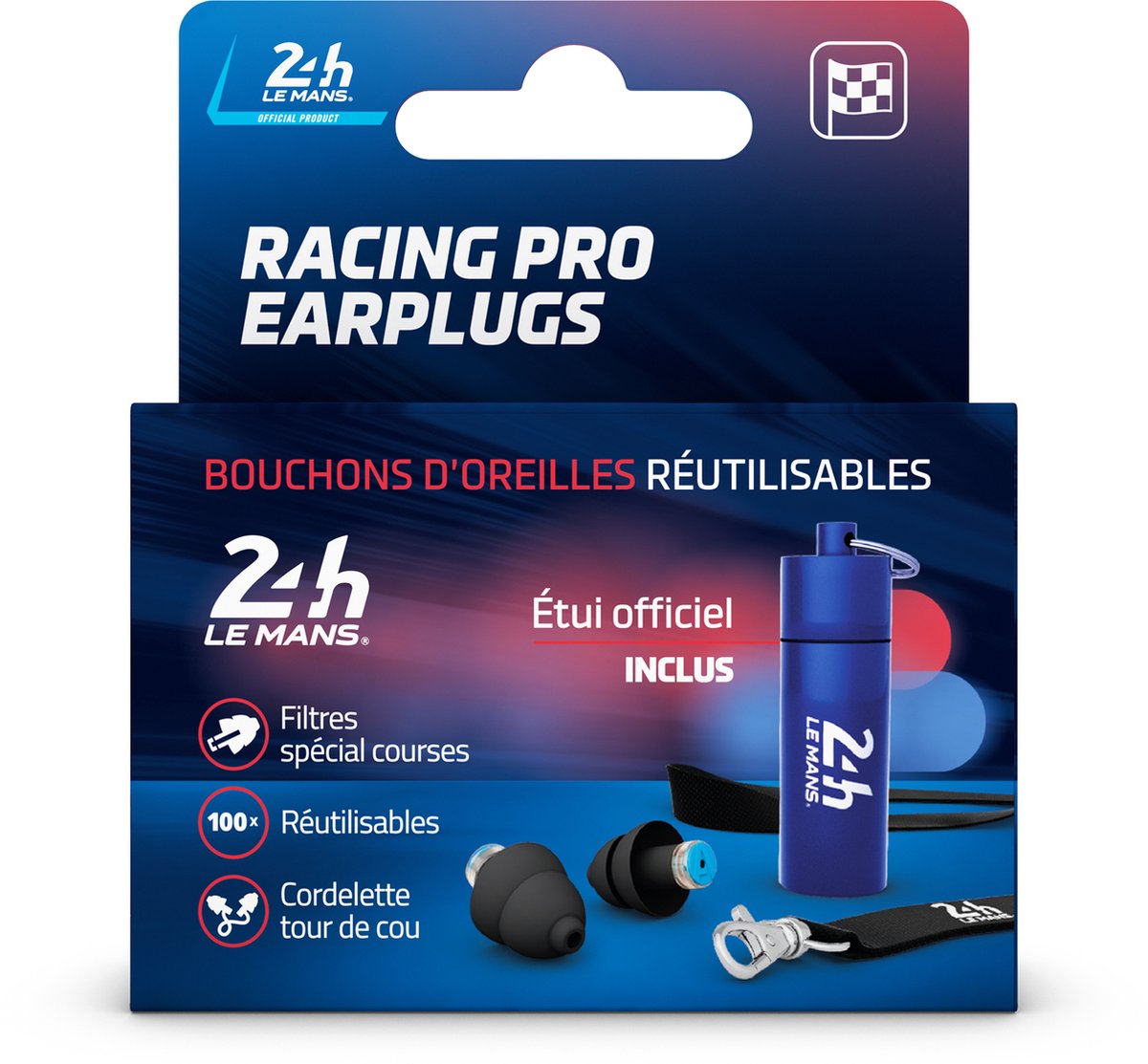 Racing Pro Oordoppen - Officiële 24H LeMans® herbruikbaar oordoppen - Hoogwaardige oordoppen voor races en evenementen - SNR 22dB - Zwart
