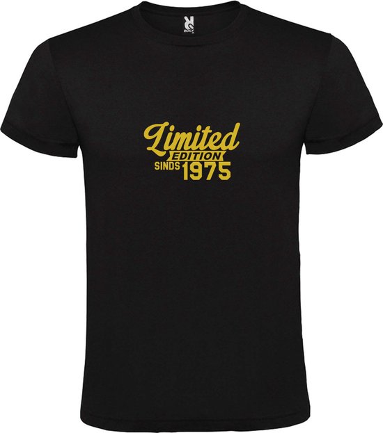 Zwart T-Shirt met “Limited sinds 1975 “ Afbeelding Goud Size XXXXL