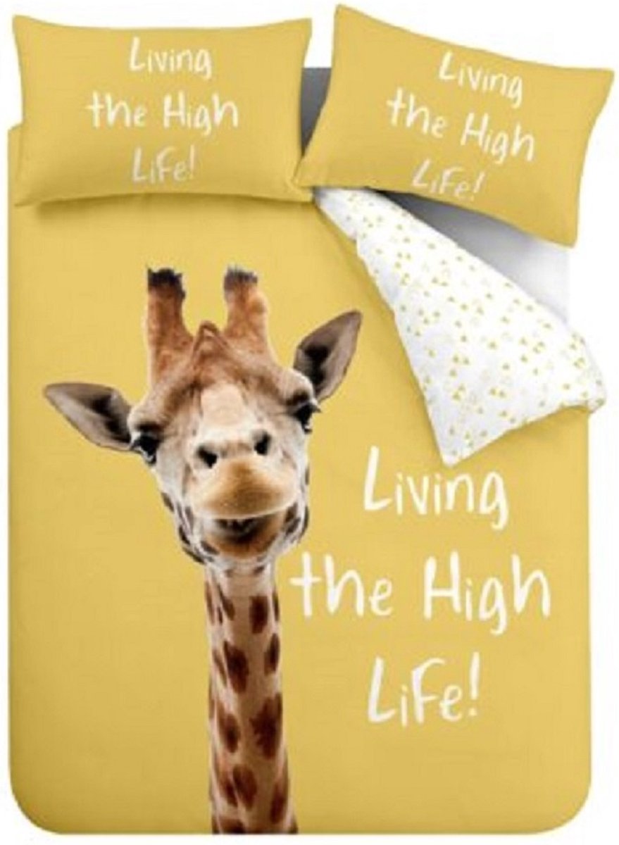 Giraf tweepersoons dekbedovertrek - Giraffe - Yellow - met 2 kussenslopen