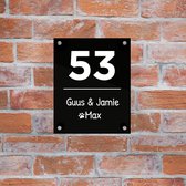 SocialFrame®  - Huis frame - naambordje voordeur - huisnummerbord - huisnummer zwart - huisnummer van plexiglas - naambordje