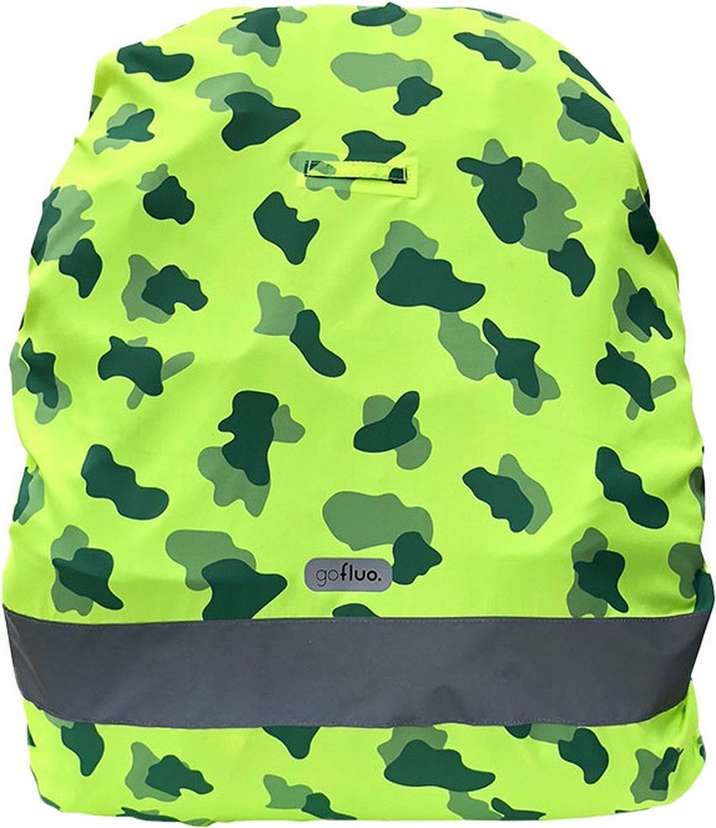 Gofluo - Regenhoes Rugzak Cammi - Camouflage - Reflecterend - Fluo - Rugzakhoes - Fluogeel - 24 L - One size - Green