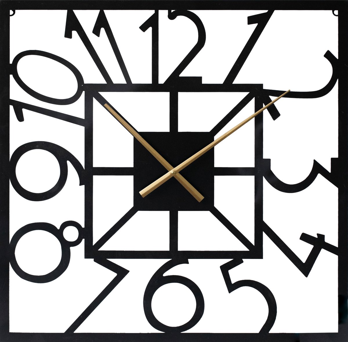 LW Collection wandklok XL Senna zwart met gouden wijzers 80cm - Grote industriële klok metaal stil uurwerk - Moderne zwarte wandklok - Industrieel