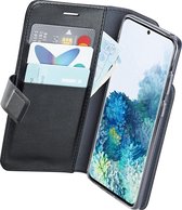 Musthavz Samsung Galaxy S20 PLUS hoesje - S20+ Wallet case met ruimte voor 3 pasjes en briefgeld - Magnetische sluiting - Zwart
