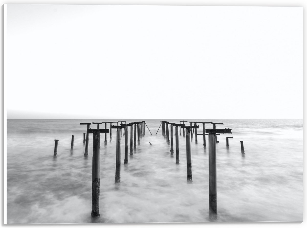 PVC Schuimplaat- Rij Palen in de Zee - 40x30 cm Foto op PVC Schuimplaat