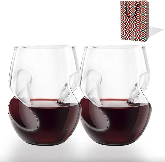 2 verres à vin sans pied, verre à vin à empreintes digitales de 12