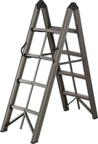 ELBE Aluminium Portatif Draagbaar Trapladder - 125 KG draagvermogen Draagbaar Speciaal ontworpen inklap- en openingstrap Scharnierende combinatie RVS Speciale legering