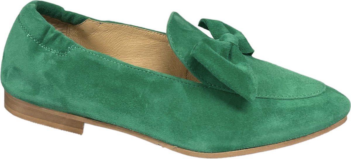 Tango Nicolette 9d Green Kid Suede Loafer - Dames loafer - loafers - Groen schoenen - Groene loafer