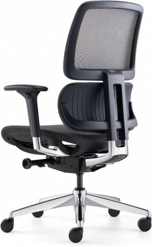 Chaise de bureau en maille OrangeLabel série 29 avec assise en maille et mécanique Donati avec réglage de la profondeur d'assise et repose-pieds en aluminium Chrome