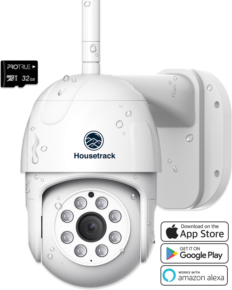 Housetrack 1080P Bewakingscamera met App - Binnen & Buiten - Smart Home Security - Beveiligingscamera - IP Camera Wifi - Camera Beveiliging