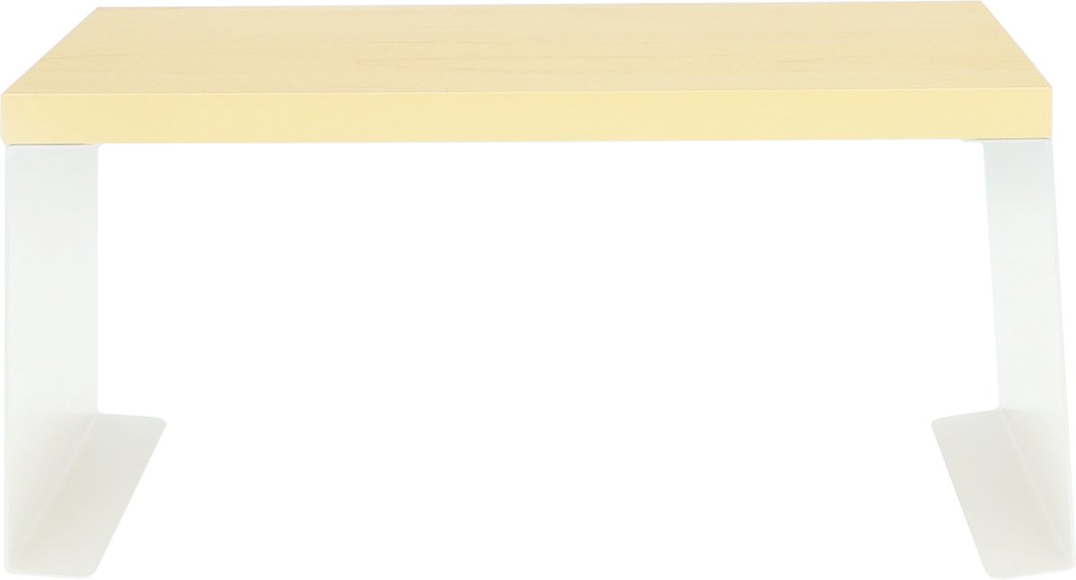 QUVIO Aanrecht organizer - Keukenrekje - Aanrechtrek - Keuken accessoires - Opbergrekje - Kruidenrekje - Houtlook plank - Metaal en kunststof - Wit - Licht bruin - 14 x 30,5 x 14,5 cm