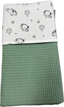 baby deken kinderwagen deken wieg deken oud groen olifantjes 60 x 90 cm