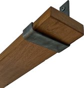GoudmetHout Massief Eiken Wandplank - 60x10 cm - Donker eiken - Industriële plankdragers L-vorm UP zonder coating - Staal - Wandplank hout