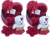 Cadeau Saint Valentin pour lui - 2 x boîte - Roses rouges - Cadeau Saint Valentin pour elle - Coffret cadeau femme - Cadeaux Saint Valentin - Cadeau anniversaire femme -
