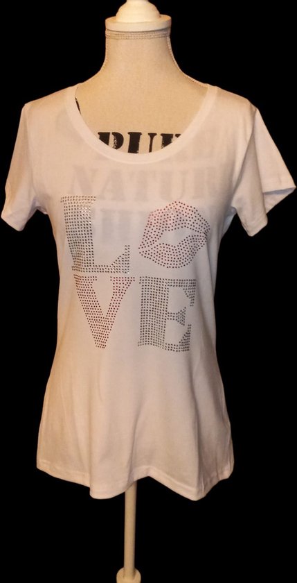 T-shirt blanc Strass LOVE taille M Dames