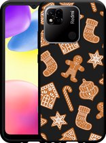 Xiaomi Redmi 10A Hoesje Zwart Christmas Cookies - Designed by Cazy