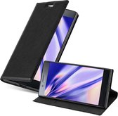 Cadorabo Hoesje geschikt voor Sony Xperia XZ1 COMPACT in ZWARTE NACHT - Beschermhoes met magnetische sluiting, standfunctie en kaartvakje Book Case Cover Etui