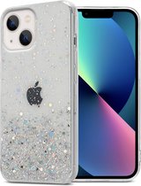 Cadorabo Hoesje voor Apple iPhone 13 in Transparant met Glitter - Beschermhoes van flexibel TPU silicone met fonkelende glitters Case Cover Etui