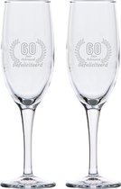 Gegraveerde set champagneglazen 16,5cl Gefeliciteerd 60 jaar getrouwd