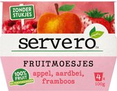 Servero Fruitmoesje - Fruithapje - Appel aardbei framboos - 4 x 100 g