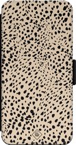 Bibliothèque Casimoda® - Coque iPhone 14 Pro Max avec porte-cartes - Points abstraits marron - Marron/beige - Simili cuir