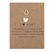 Bixorp Luck Gouden Dames Ketting met Hartjes - "I Heart You" - 45/50cm - Cadeau voor Vrouw - Goudkleurig