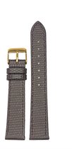 Horlogeband-horlogebandje-donkerbruin-16mm-lizard print-echt leer-plat-zacht-goudkleurige gesp-leer-16 mm
