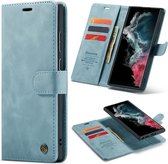 Casemania Hoesje Geschikt voor Samsung Galaxy S23 Ultra Aqua Blue - 2 in 1 Magnetic Book Case