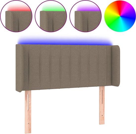 vidaXL - Tête de lit - LED - 83 x 16 x 78/88 cm - tissu - taupe