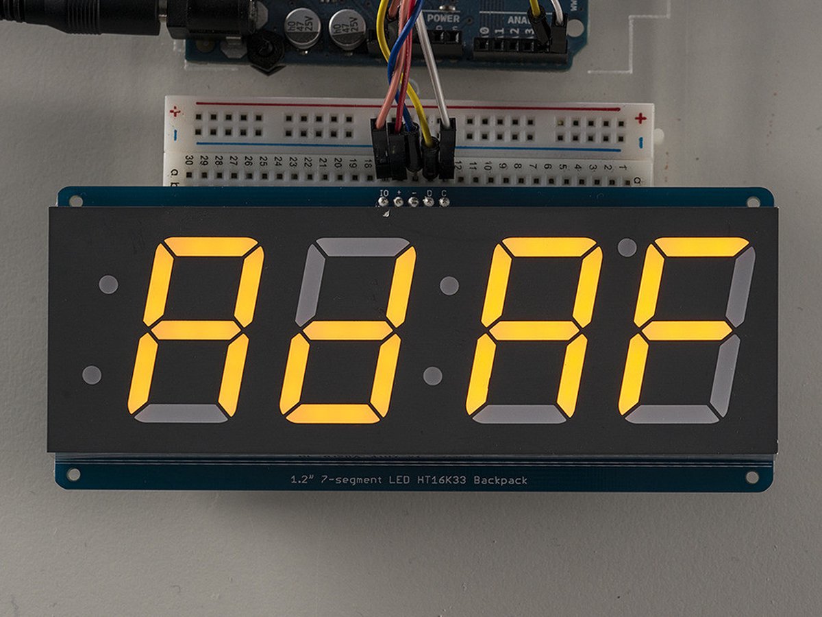 1.2 inch 4-Digit 7-Segment Display w/I2C Backpack - Yellow Adafruit 1269