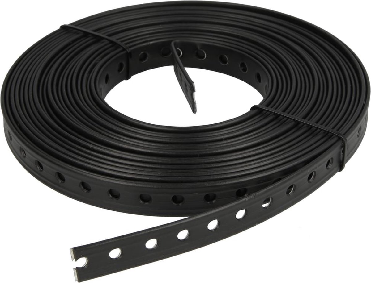 Montageband staal met kunststof coating zwart Ø 6,5 x 19 mm - 10 mtr.