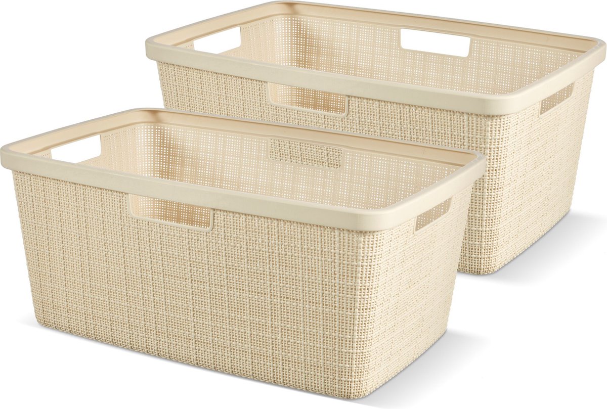 Curver Jute Wasmand 46L - 2 stuks - Gebroken Wit