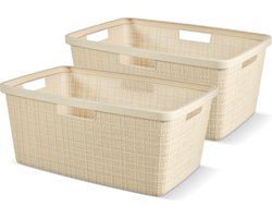 Curver Jute Wasmand 46L - 2 stuks - Gebroken Wit