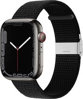 By Qubix Nylon bandje met klemsluiting - Zwart - Geschikt voor Apple Watch 38mm - 40mm - 41mm - Compatible Apple watch bandje - smartwatch bandje