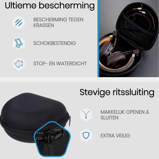BukkitBow - Carry Case voor Koptelefoon - Beschermhoes voor Marshall Major 1/2/3 Koptelefoon - Zwart van BukkitBow — afbeelding 4