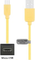 1,0 m Micro USB kabel. Gele laadkabel. Oplaadkabel snoer geschikt voor o.a. Samsung Galaxy On7 Pro, On8, S3 Mini I8190, S i9000, S Plus i9001, S1, S2, S3 telefoon, S4 telefoon, S4 Mini, S5 Mini, S5 telefoon