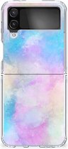 Telefoon Hoesje Geschikt voor Samsung Galaxy Z Flip 4 Silicone Back Case Watercolor Light