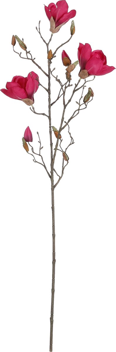 Mica Decorations Kunstbloemen Magnolia takken - 88 cm - roze - Kunst zijde - Boeket - stelen - siertakken Donkerroze