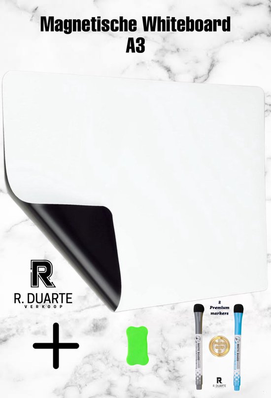 R. Duarte Verkoop - Premium Whiteboard voor Koelkast - Wit - A3 formaat -  Magnetisch -... | bol.com