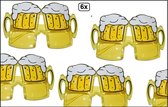 6x Bril Bierglazen geel - Thema feest biertje festival carnaval bierglas party fun