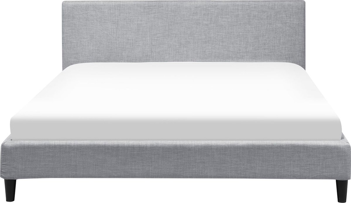 Beliani FITOU - Tweepersoonsbed - Lichtgrijs - 160 x 200 cm - Polyester