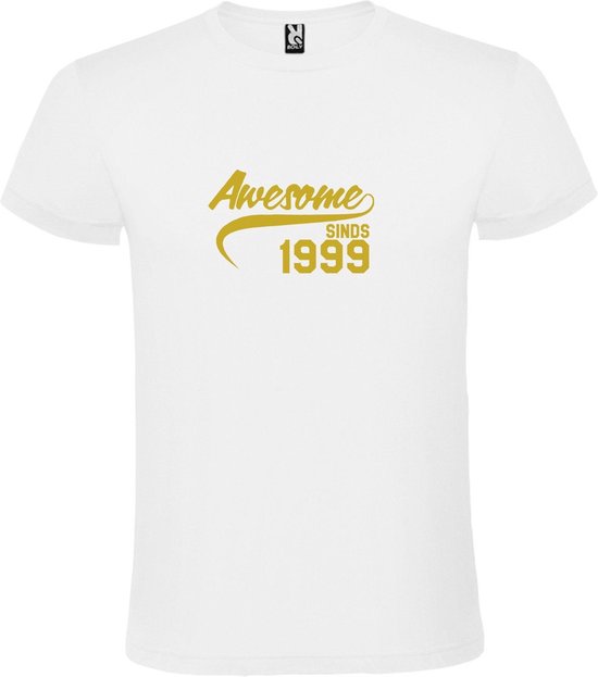 Wit T-Shirt met “Awesome sinds 1999 “ Afbeelding