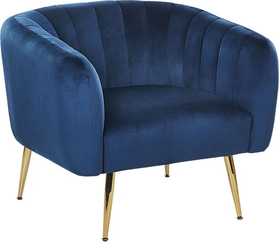 LACONIA - Fauteuil - Blauw - Fluweel